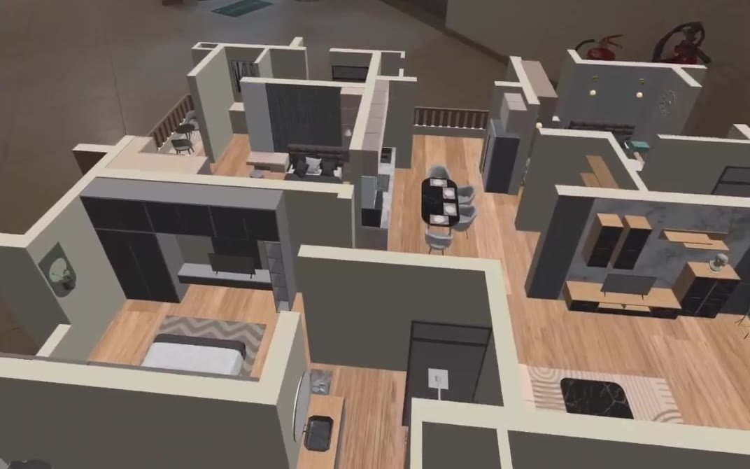 Every apartment is shown furnished, with real materials